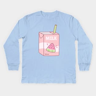 Cute Packet Of Watermelon Milk Kids Long Sleeve T-Shirt